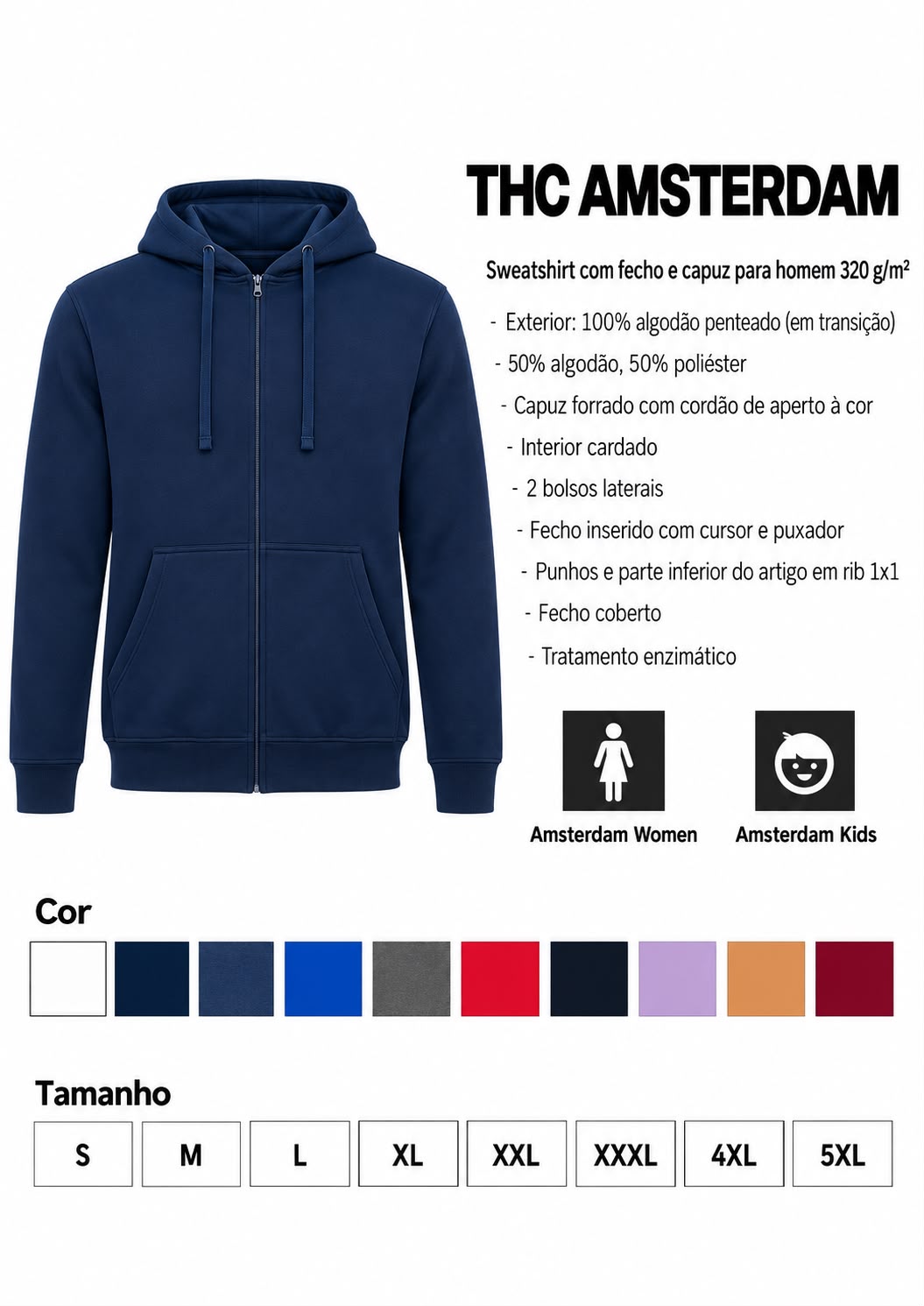 Ficha de Casaco com capuz THC Amsterdam, enviada pela Patrícia