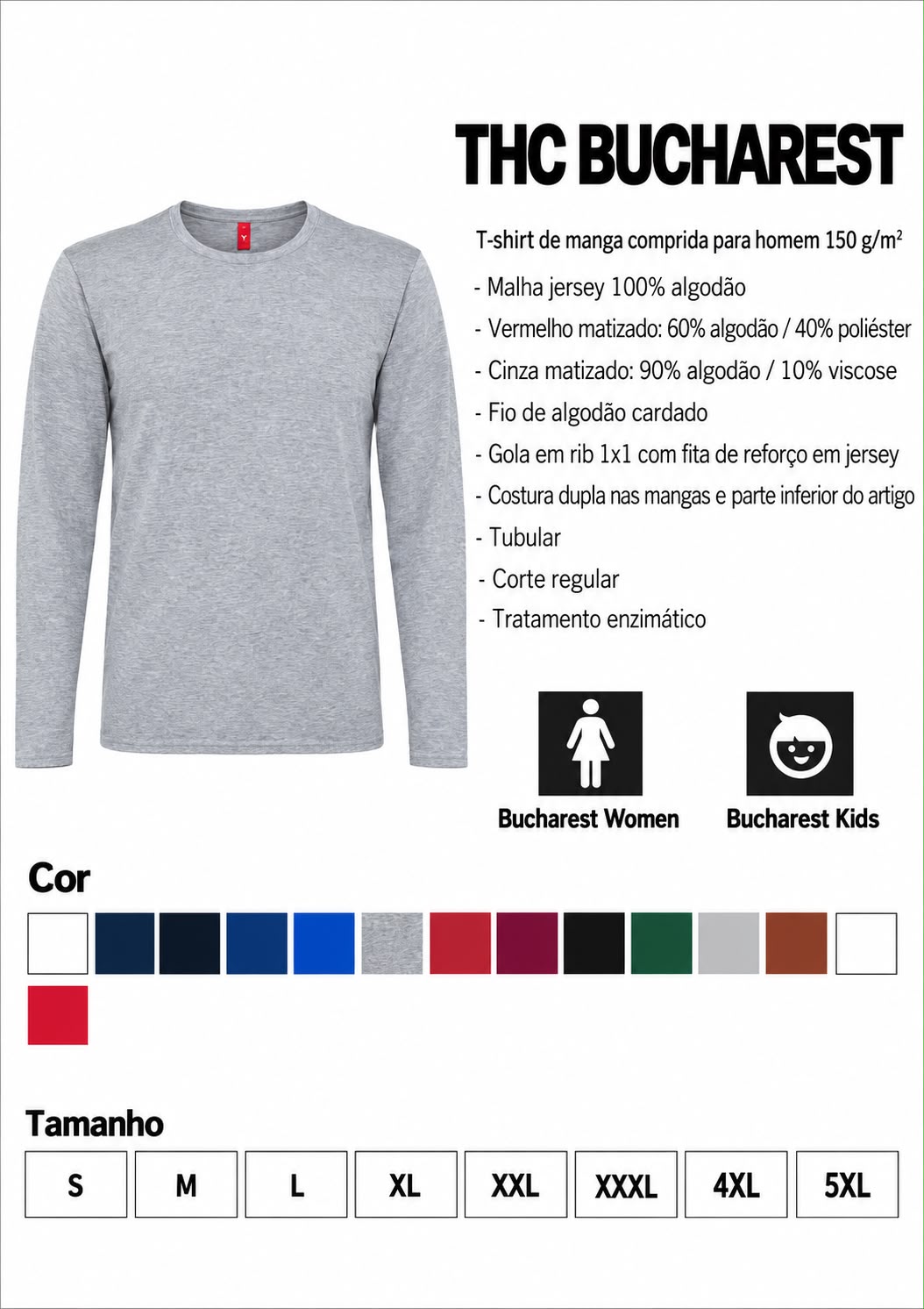 Ficha de T-shirt de manga comprida THC Bucharest, enviada pela Patrícia