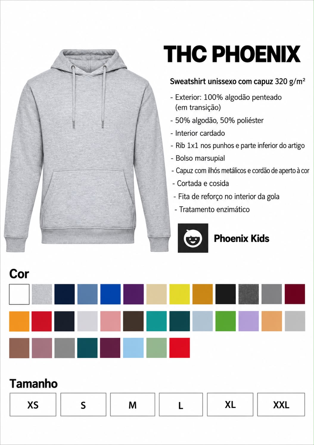 Ficha de Sweatshirt com capuz THC Phoenix, enviada pela Patrícia