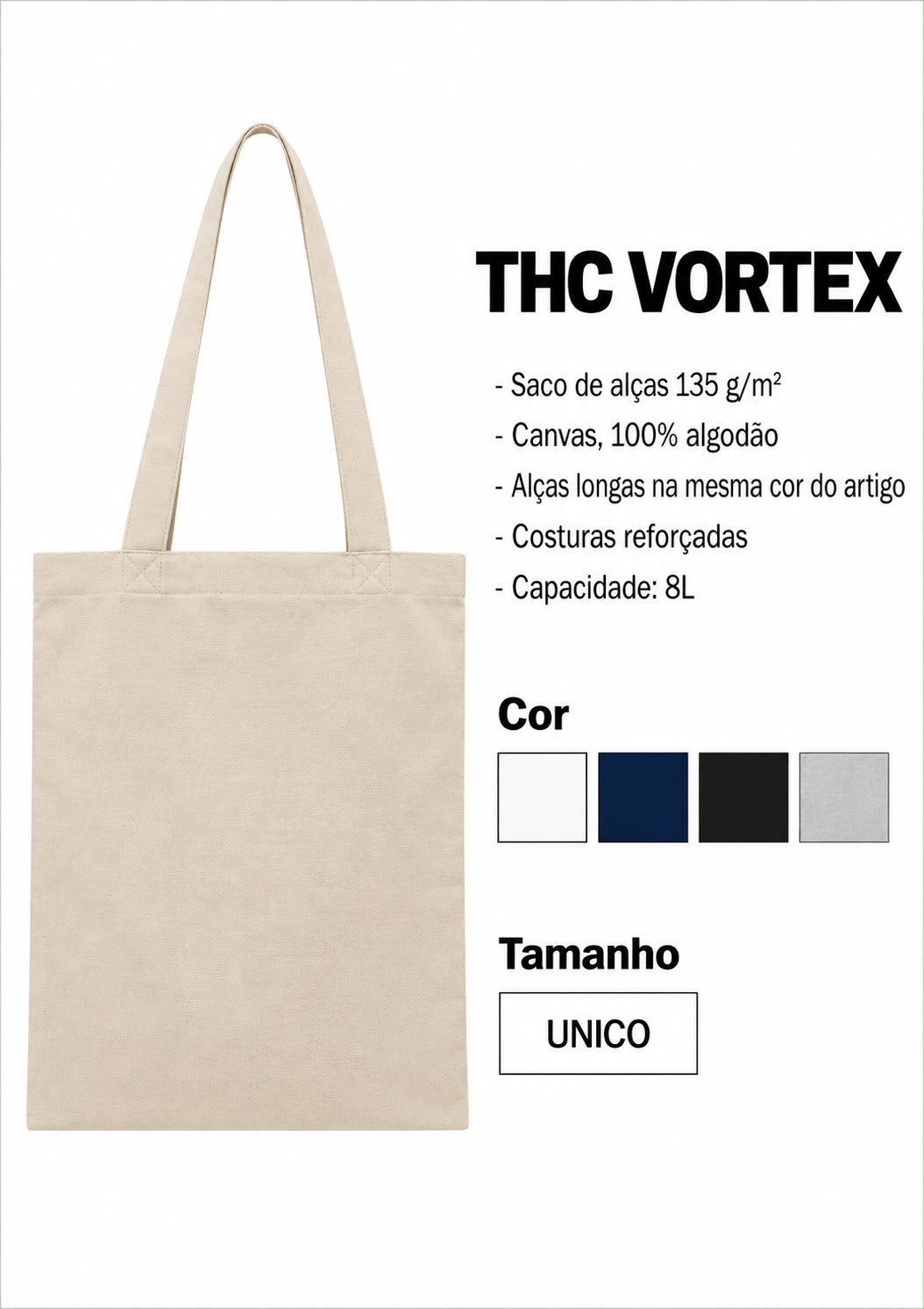 Ficha de Saco de algodão THC Vortex, enviada pela Patrícia